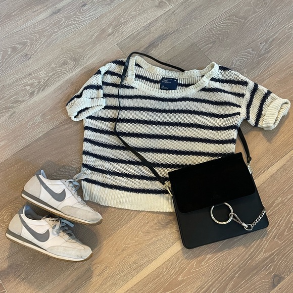 Navy & white striped Breton sweater - Picture 2 of 4